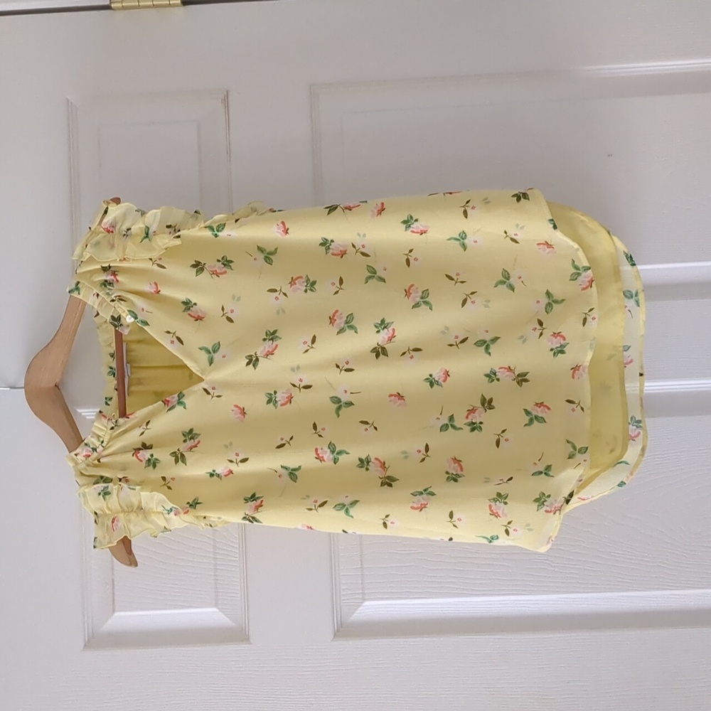 Loft Floral Yellow Sleeveless Blouse | Small